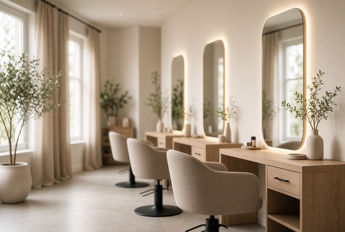 Calm home salon styling space